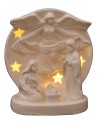 Nativity with illuminated porcelain angel 12.5x10x16 cm h