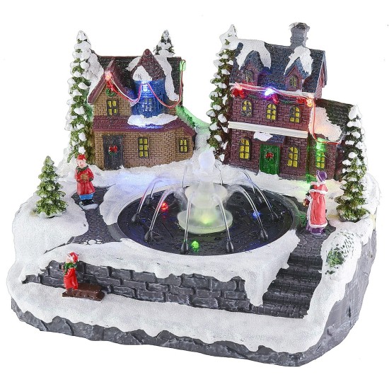 Complete Christmas scenario with battery-operated fountain