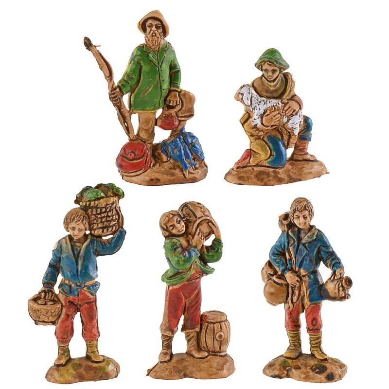 Set 5 statuine cm 3,5 per presepe altezza, presepe, materiali