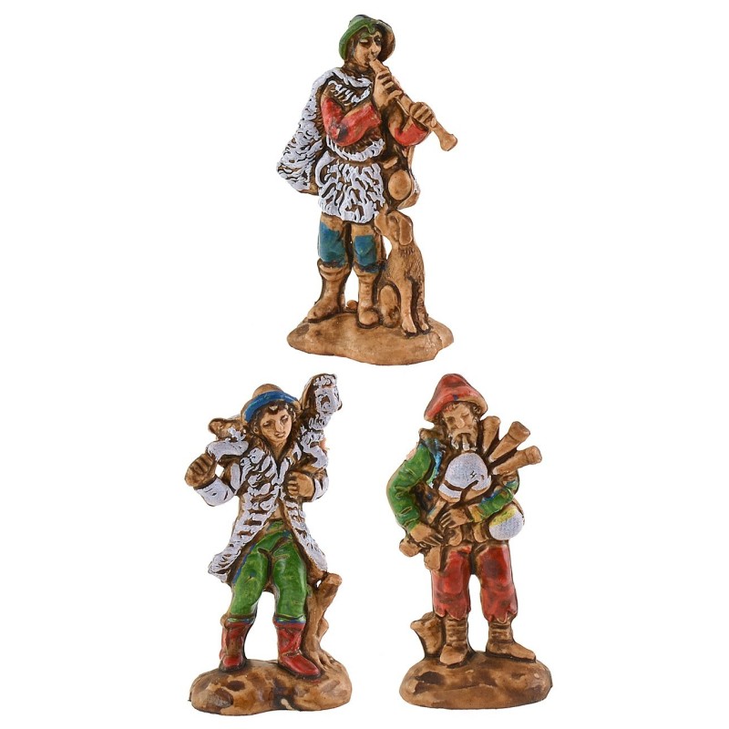 Conjunto de 3 figuras de 3,5 cm para belén serie, base, altura, figuras.