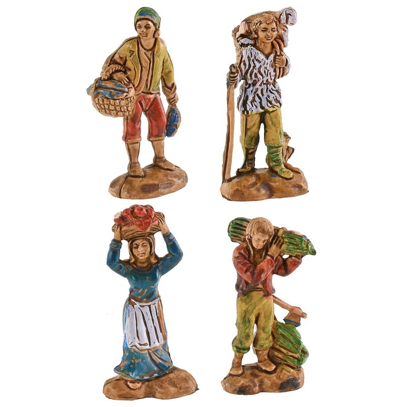 Conjunto de 4 figuritas de 3,5 cm para belén, materiales, altura, base