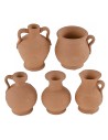 Conjunto de 5 ánforas de terracota de 3-4 cm de altura, terracota, ánforas.