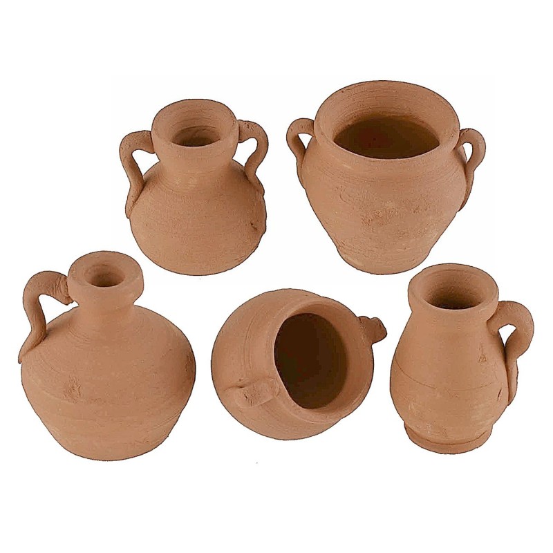 Conjunto de 5 ánforas de terracota de 2,9-3,7 cm de altura, terracota, ánforas.