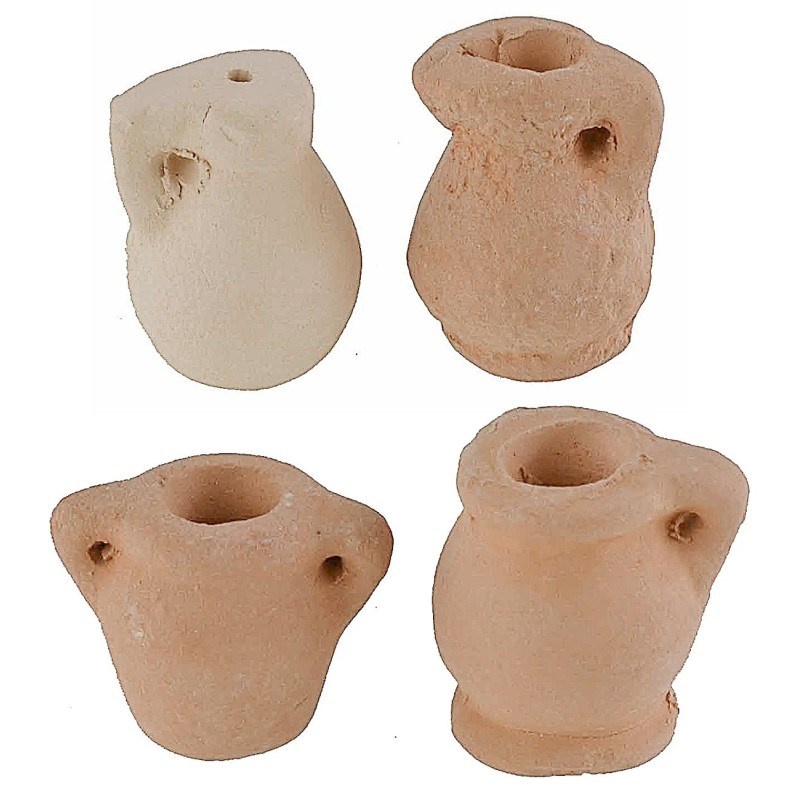 Juego de 4 ánforas de terracota de altura 1,4-1,9 cm, terracota, ánforas.