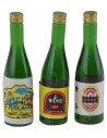 Set of 3 green bottles with label 3.6 cm h nativity scene accessories