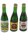 Set of 3 green bottles with label 3.6 cm h nativity scene accessories