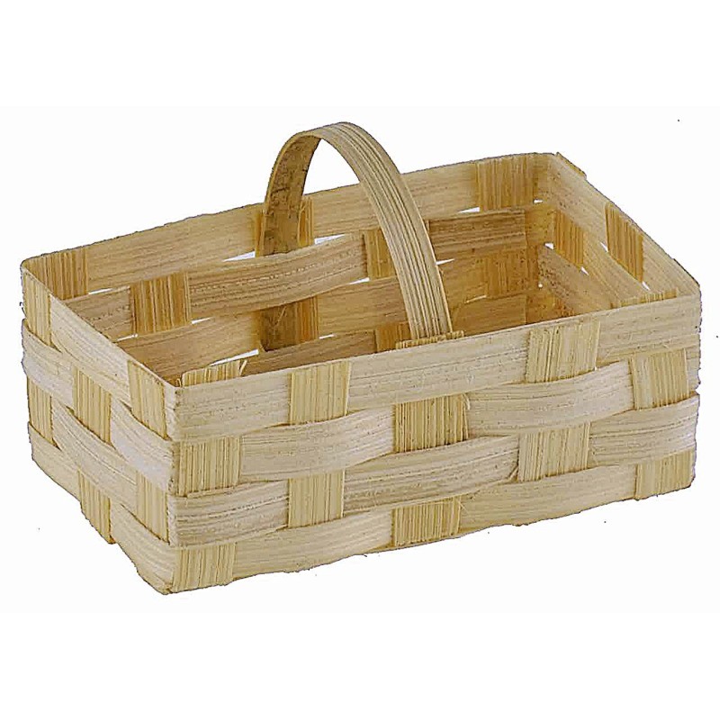 Cesta rectangular de mimbre con asa de 5,5x3x3,5 cm h