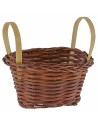 Oval wicker basket with handles 7.3x6x4 cm h nativity accessories