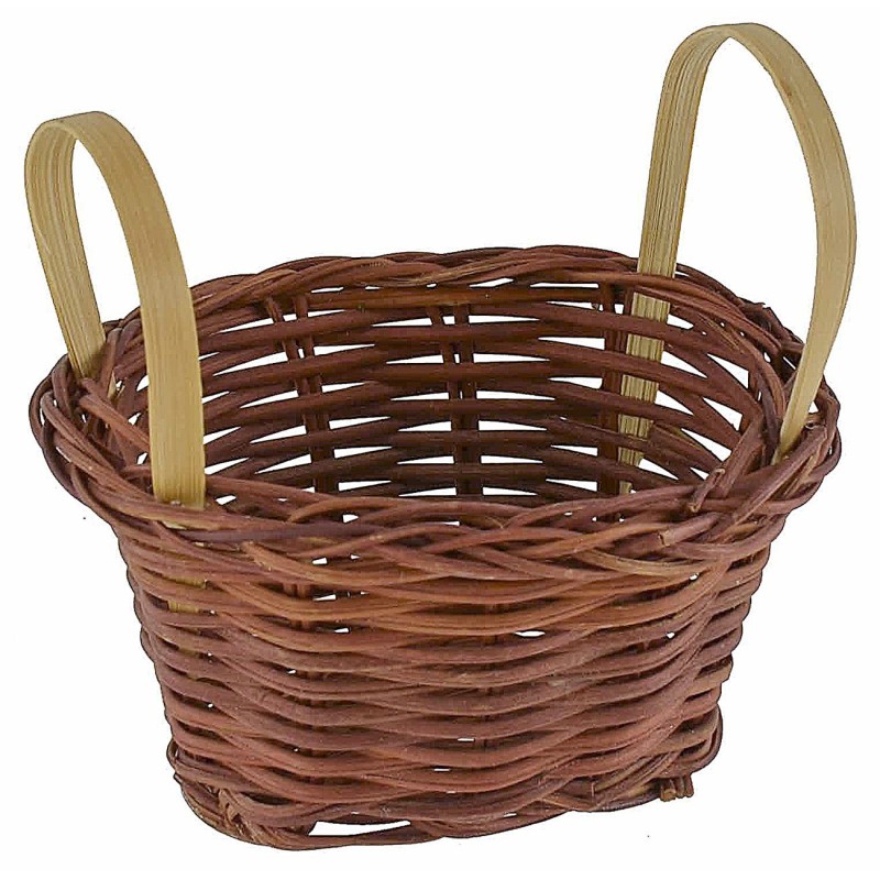 Oval wicker basket with handles 7.3x6x4 cm h nativity accessories