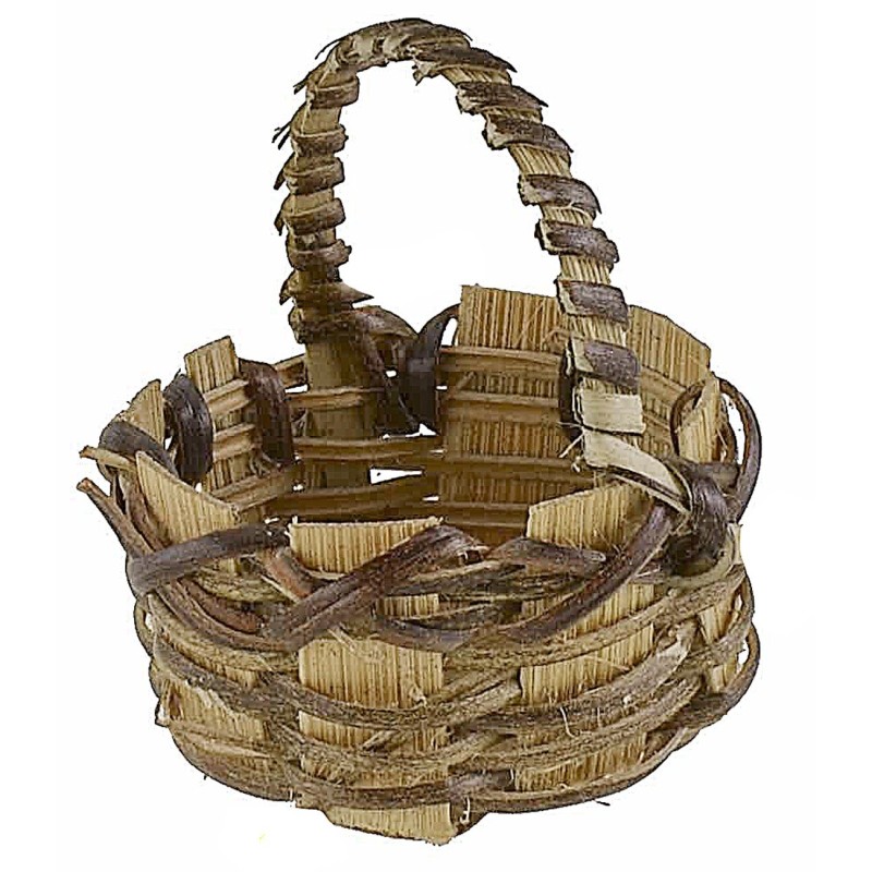 Dark wicker basket with handle cm ø 4x2 h nativity accessories