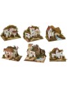 Set 6 gruppi di casette per presepe cm 15x10,5x10 h sughero