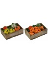 Wooden box with assorted fruit and vegetables 7x4x2.3 h cm