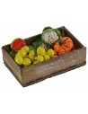 Wooden box with assorted fruit and vegetables 7x4x2.3 h cm