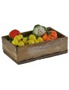 Wooden box with assorted fruit and vegetables 7x4x2.3 h cm