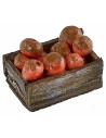 Caja de madera con manzanas rojas de 3,3x2,1x1,4 cm de altura.