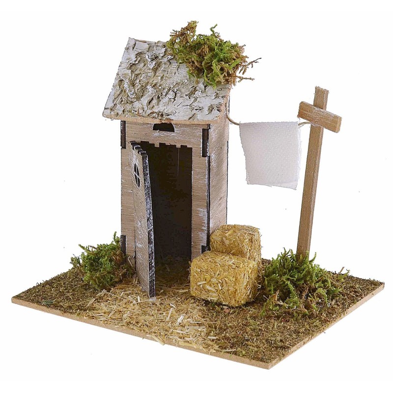 copy of Latrina in legno per presepe cm 6x6x13 h