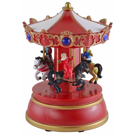 Battery-operated Christmas carousel with horses and music