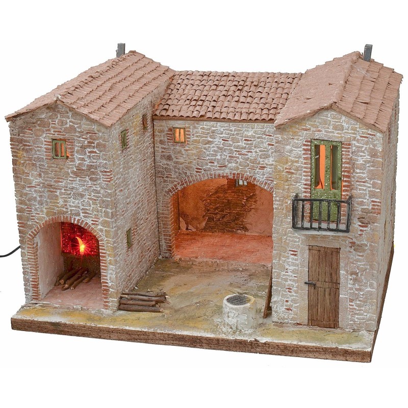 Casita enlucida con horno funcional iluminado de 50x40x35 cm.