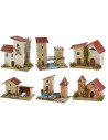 Set 6 gruppi di casette per presepe cm 10x6,5x5-11 h gruppi