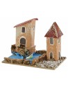 Set 6 gruppi di casette per presepe cm 10x6,5x5-11 h