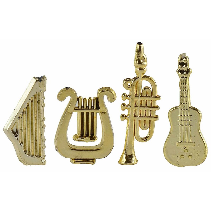 Juego de 4 instrumentos musicales en miniatura, instrumentos