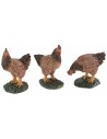 Set 3 galline in resina per statuine da 15-20 cm base, testa