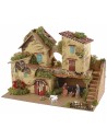 Nativity scene with lateral staircase complete with Landi statues 33x18x22 cm