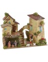 Nativity scene with central staircase complete with Landi statues 33x18x22 cm