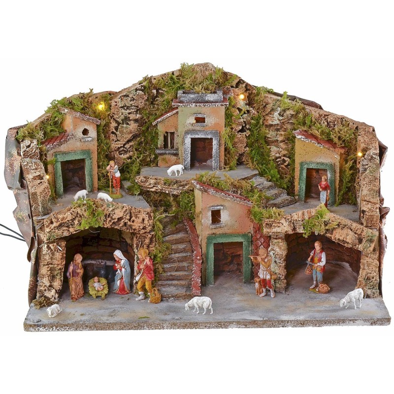 copy of Presepe illuminato con grotta, cascata e fuoco completo