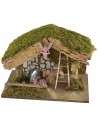 Hut with barn for nativity scene 33x18x23 cm h complete with