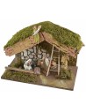 Hut with barn for nativity scene 33x18x23 h cm complete with