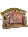 Illuminated hut with barn and woodshed for nativity scene cm