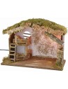 Illuminated hut with barn and woodshed for nativity scene cm