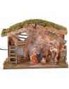 Illuminated hut with barn and woodshed for nativity scene cm