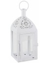 White metal lantern with worked dome h 30x10x10 cm