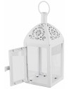 White metal lantern with worked dome h 30x10x10 cm