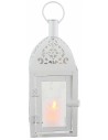 White metal lantern with worked dome h 30x10x10 cm