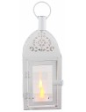 White metal lantern with worked dome h 30x10x10 cm