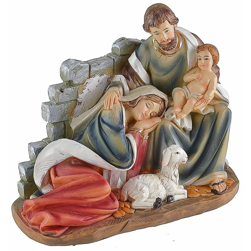 Nativity group in resin with reclining Madonna 18x9x15.5 cm h