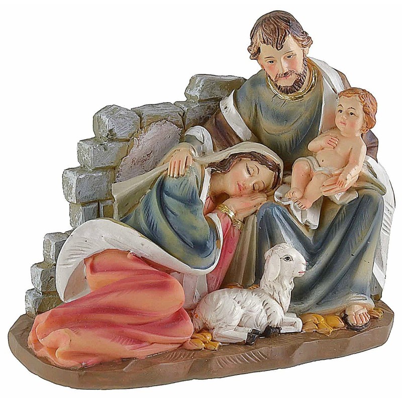 Nativity group in resin with reclining Madonna 11X5.5X8.8 cm h