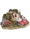 Nativity group in resin with sheep and donkey 26.5x13x17 cm h