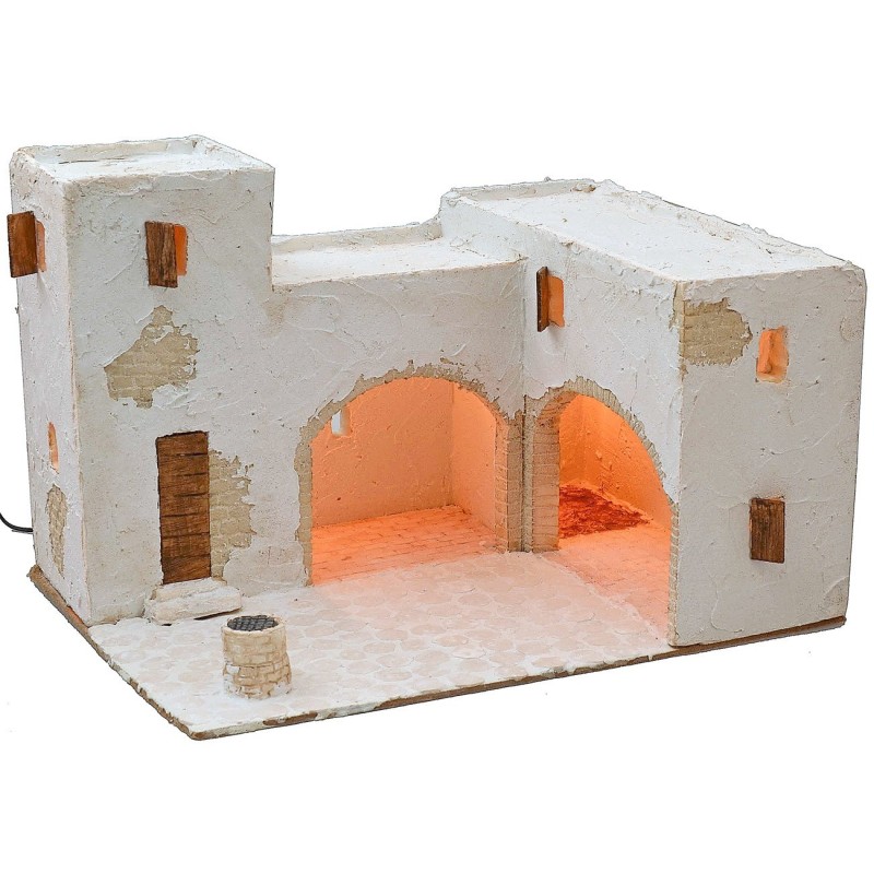 Pueblo árabe iluminado de 40,5x31x26,5 cm de altura, aldeas, casita.