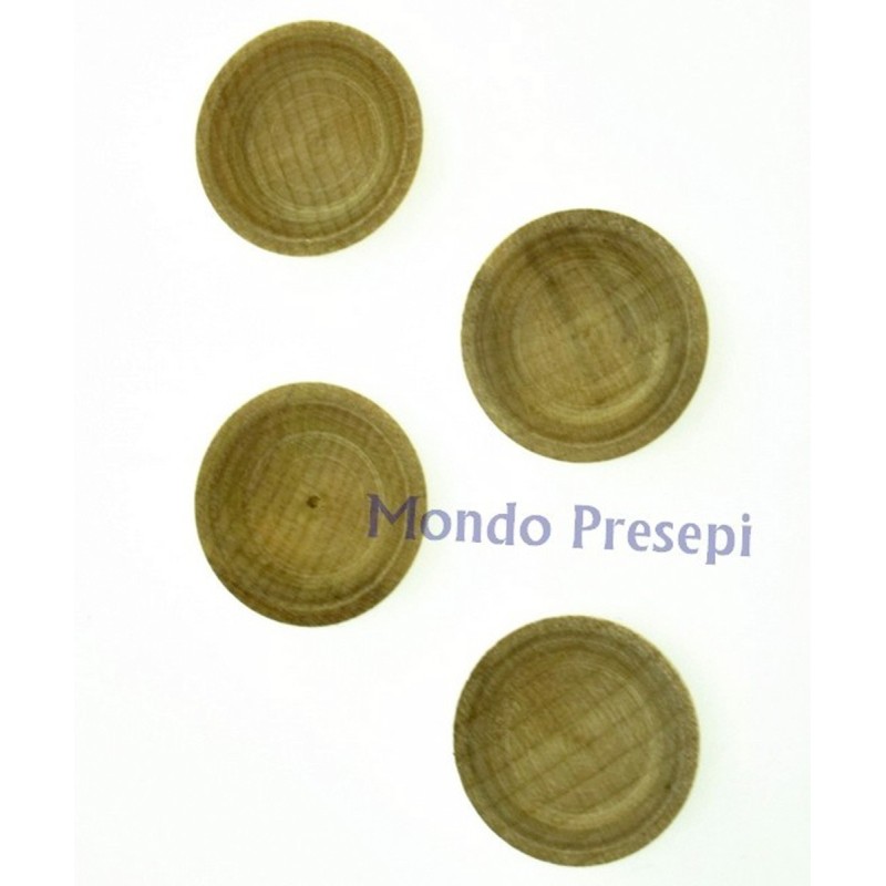 Juego de 4 platillos de madera de 1,5 cm Mundo Pesebres