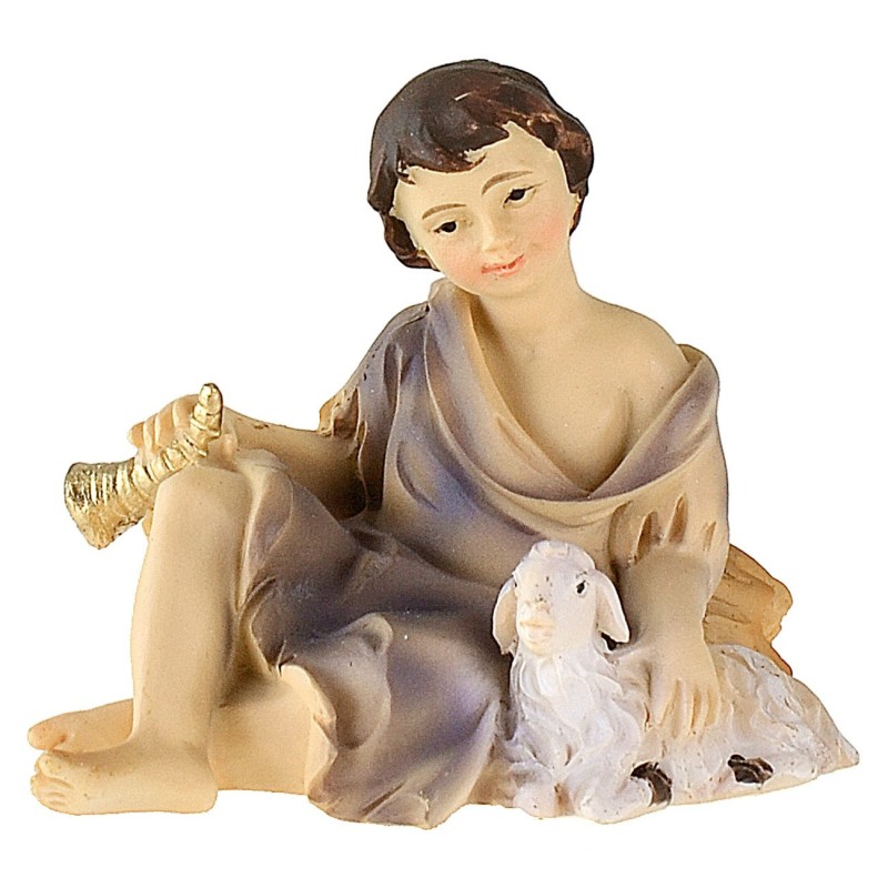 Seated boy with lamb 12 cm series in resin