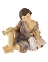 Seated boy with lamb 12 cm series in resin