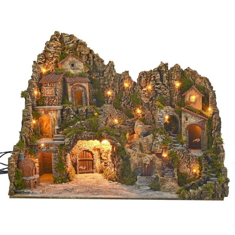 copy of Presepe con paesaggio illuminato e grotte cm 50x24x32 h