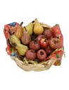 Wicker basket with assorted fruit in wax ø 4,5x2,2 h cm