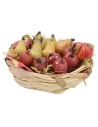 Wicker basket with assorted fruit in wax ø 4,5x2,2 h cm