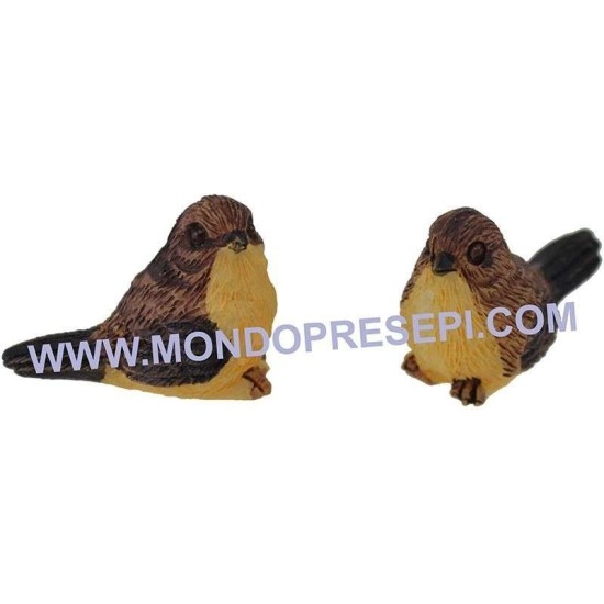 Conjunto de 2 pájaros de resina de 1,5 cm animales para belén, resina.