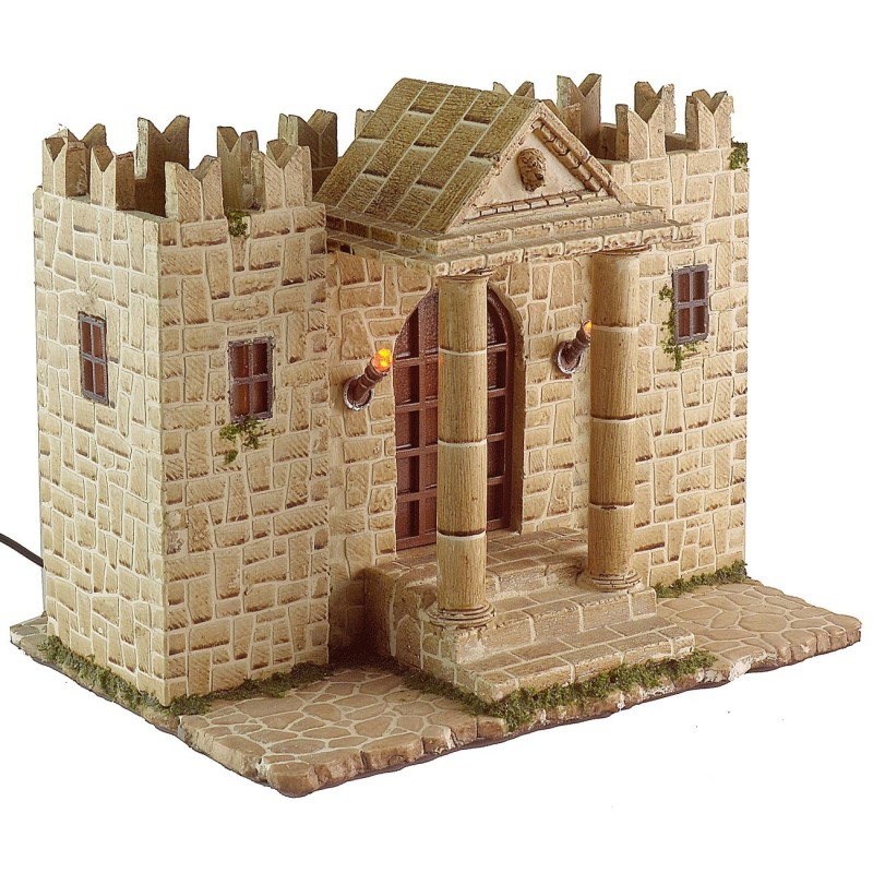 Castello in resina con torri illuminato cm 31x25x24,5 h